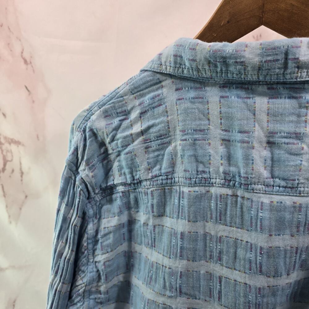 Carbon 2 Cobalt Shirt Mens Large Blue Gauze Double Cotton Button Carbon2Cobalt - Picture 7 of 14